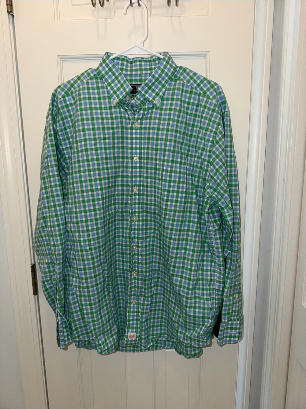 Vineyard Vines Green and Blue Plaid Button-Down Shirt